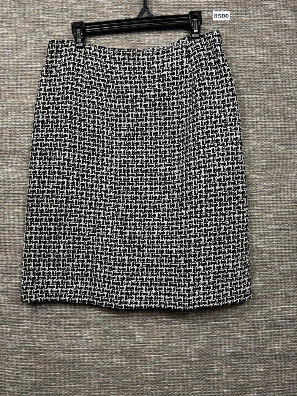 VTG Pendleton Tweed Pencil Skirt Sz 12 Check Black White Silk Blend Academia USA